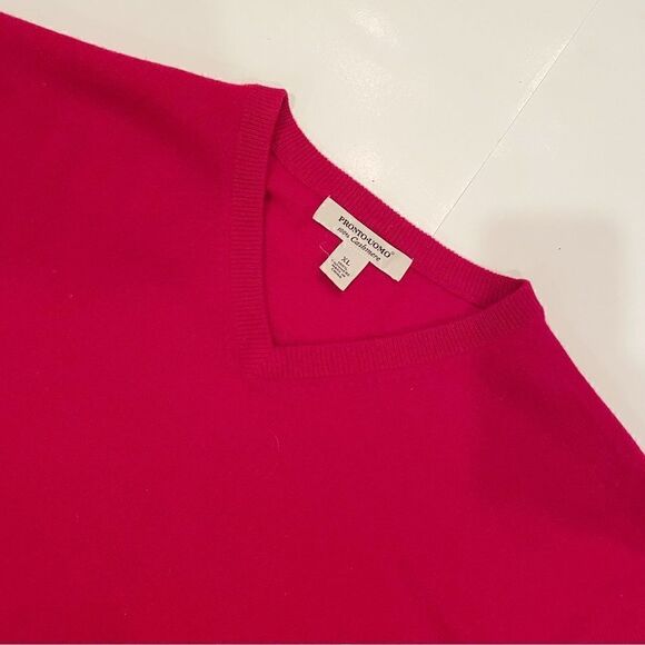 Pronto Uomo 100% Cashmere V Neck Sweater Christmas Holiday Red XL - Picture 4 of 4